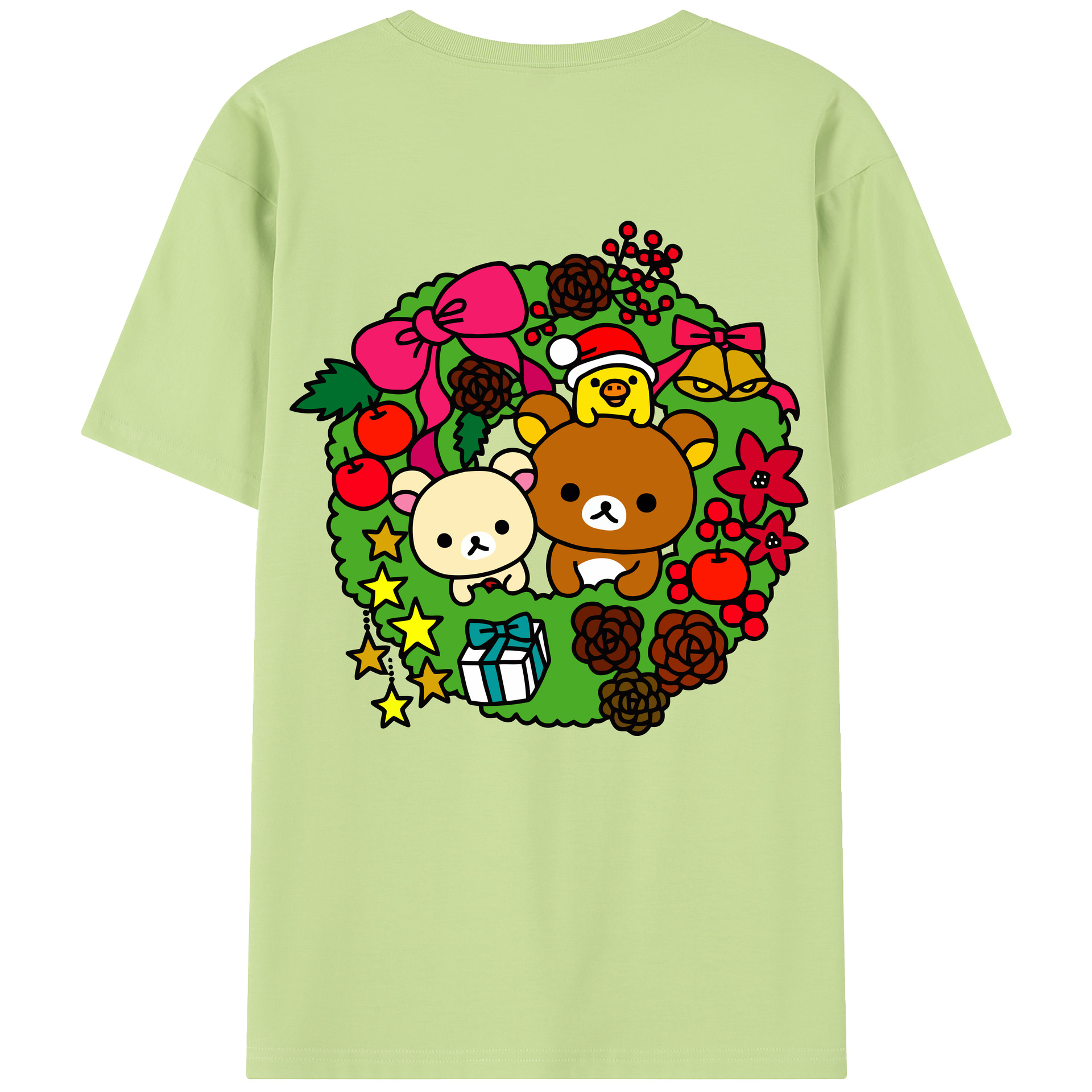 （画像用） リラックマ リラックマ キイロイトリ Rilakkuma Korilakkuma Kiiroitori 綿100％半袖Tシャツ（背面プリント）